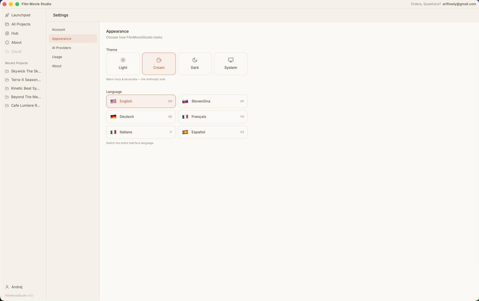 Themes and languages to match you.