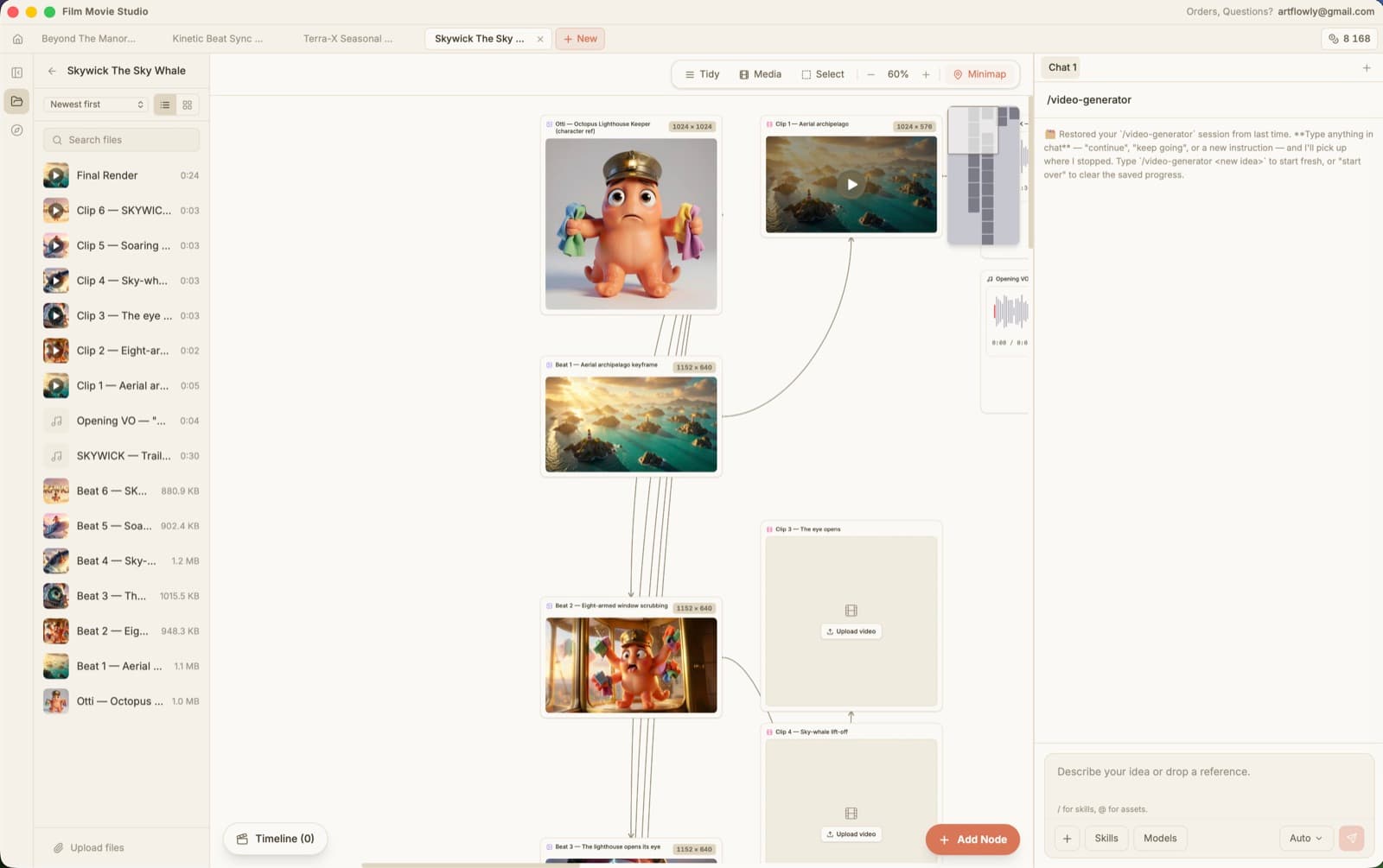 FilmMovie Studio — browser, canvas and chat in one window